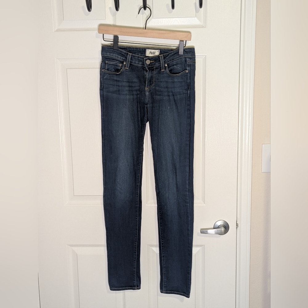 PAIGE Women’s Size 26 Dark Wash Mid Rise Skinny Jeans Stretch Denim